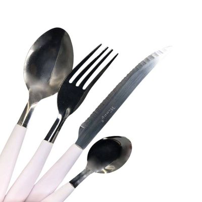 Kit de Talheres Inox 24 Peças Cabo Branco com Porta Talher
