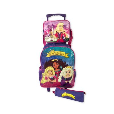 Kit Mochila Infantil Escolar Lancheira Estojo Princesa Roxa