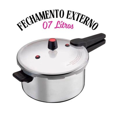 Panela de Pressão Alumínio Nacional 7 Litros c/Tampa Externa