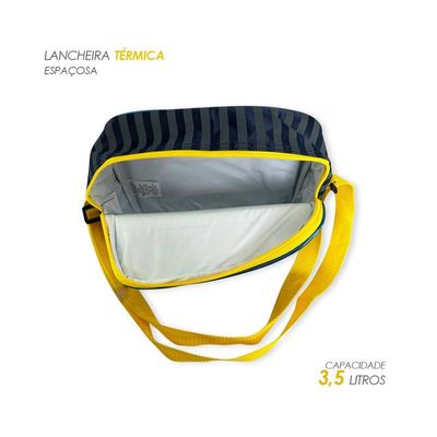 Kit Mochila Infantil Escolar com 03 Peças Tubarão Amarelo
