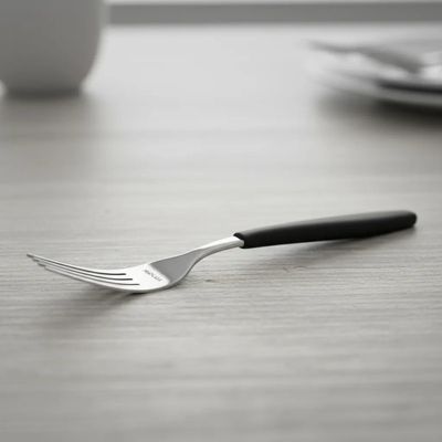 Jogo com 6 Garfos de Mesa com Cabo Preto de Aço Inox Premium