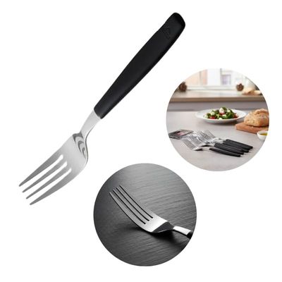 Jogo com 6 Garfos de Mesa com Cabo Preto de Aço Inox Premium
