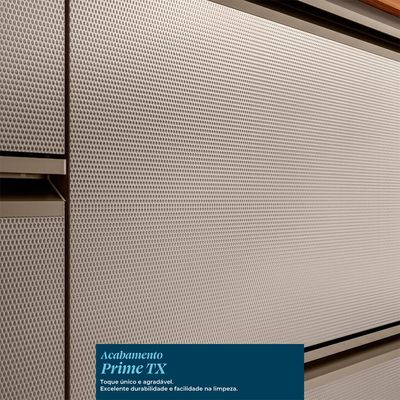 Cozinha Compacta com 2 Vidros Reflecta Ripada Proença 6 Portas 6 Gavetas Bege e Nogueira