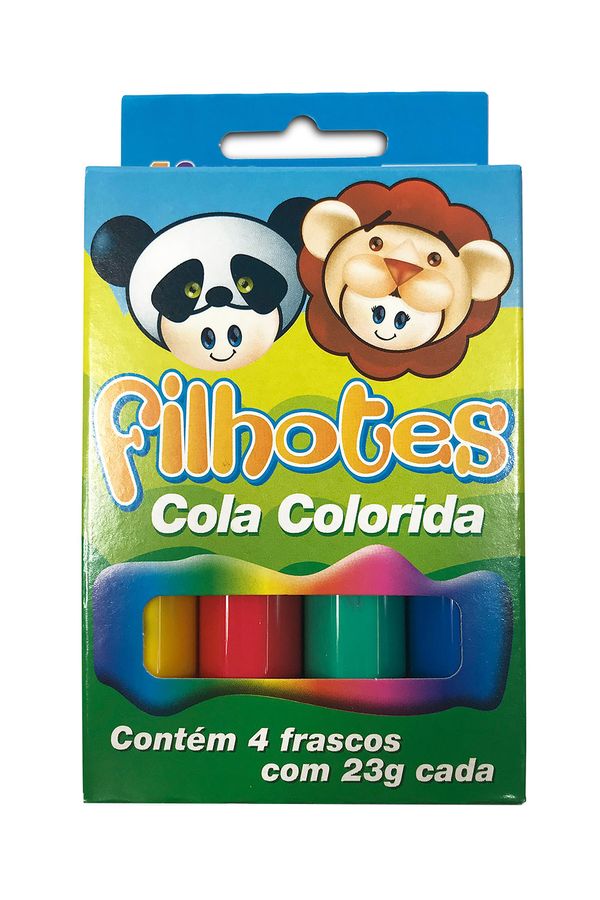 Cola Acrilex Colorida Filhotes com 4 Cores 23g