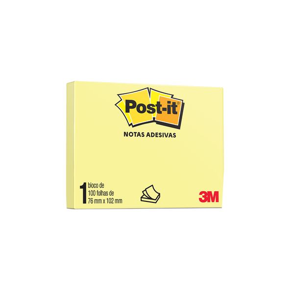 Bloco Adesivo Post It 3M Amarelo 76x102mm 100 Folhas Bloco Adesivo Post It 3M Amarelo 76x102mm 100 Folhas
