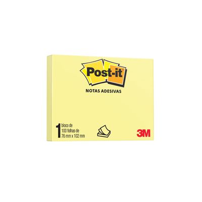 Bloco Adesivo Post It 3M Amarelo 76x102mm 100 Folhas