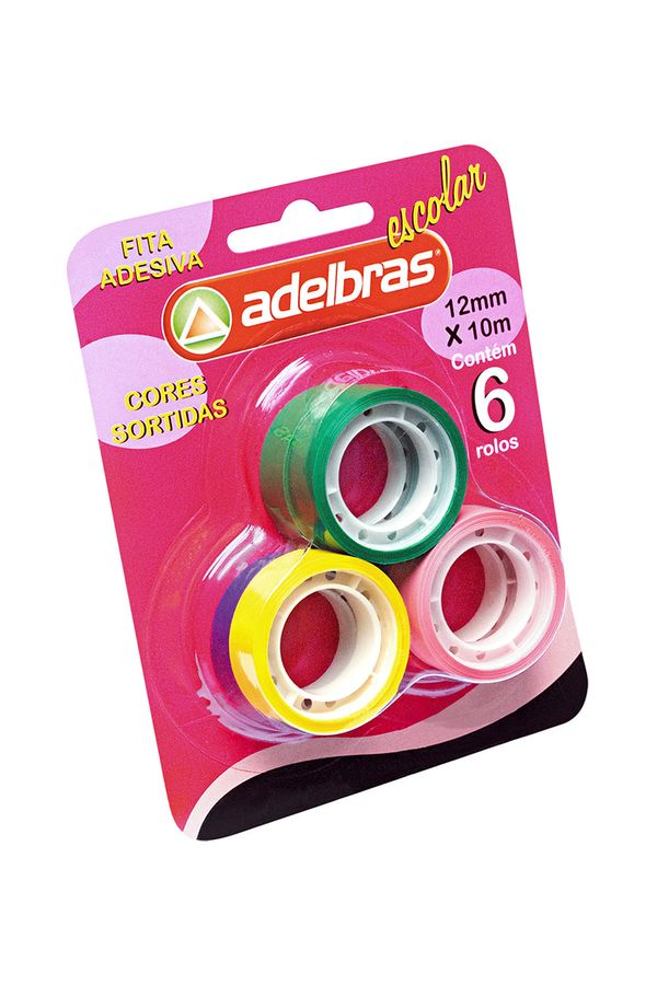 Fita Adesiva Polisil Adelbras com 06 Rolos Coloridos 12mmx10m