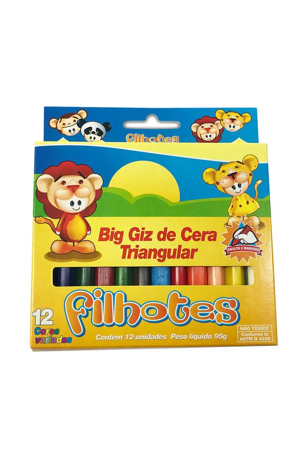 Giz Cera Acrilex Big Triangular Filhotes com 12 Cores 95g