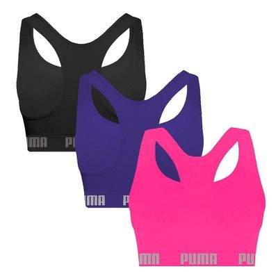Kit 3 Tops Puma Nadador Sem Costura Feminino P / Rosa e Roxo