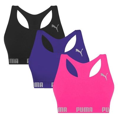 Kit 3 Tops Puma Nadador Sem Costura Feminino P / Rosa e Roxo
