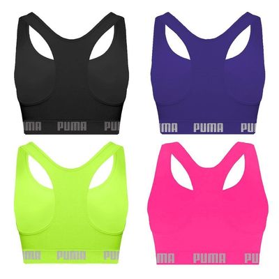 Kit 4 Tops Puma Nadador Sem Costura Feminino P / Preto e Verde