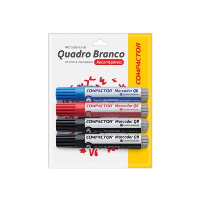 Marcador para Quadro Branco Compactor com 4 Cores