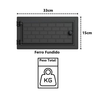 Porta de Forno a Lenha em Ferro Fundido Tijolinho 33x15cm