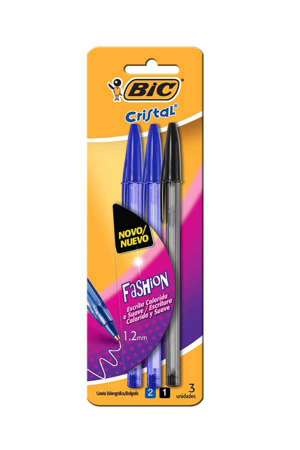 Caneta Esferográfica Bic Soft 1.2mm Preta e Azul com 3 Unidades