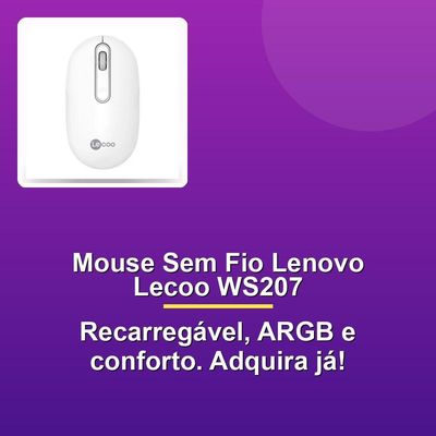 Mouse Sem Fio Recarregável Lenovo Lecoo Ws207 Branco