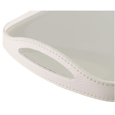 Bandeja Espelhada Vale Em Couro Branco