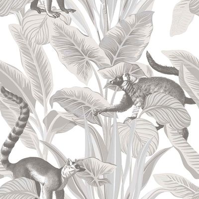 Papel de Parede Botany House Lêmure Cinza 15531