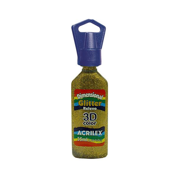 Tinta Dimensional Relevo com Glitter 35ml Ouro Tinta Dimensional Relevo com Glitter 35ml Ouro
