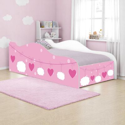 Mini Cama Infantil 157,5x72,5cm com Proteção Lateral Personagens Nuvem Menina K02 - D'Rossi