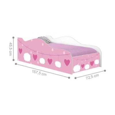 Mini Cama Infantil 157,5x72,5cm com Proteção Lateral Personagens Nuvem Menina K02 - D'Rossi