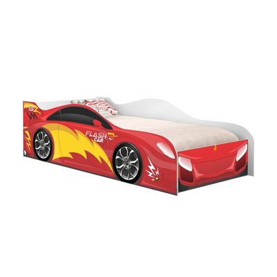 Cama Solteiro Infantil 197x91,5cm para Quarto Personagens Carro Vermelho K02 - D'Rossi