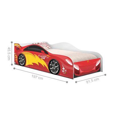 Cama Solteiro Infantil 197x91,5cm para Quarto Personagens Carro Vermelho K02 - D'Rossi