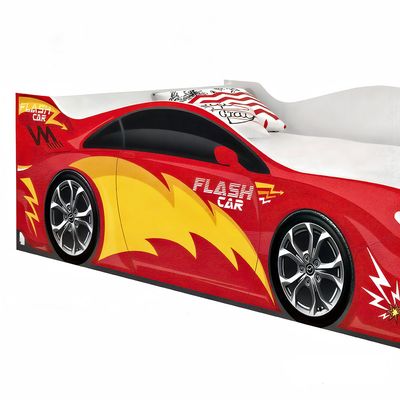 Cama Solteiro Infantil 197x91,5cm para Quarto Personagens Carro Vermelho K02 - D'Rossi