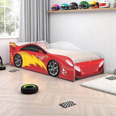 Cama Solteiro Infantil 197x91,5cm para Quarto Personagens Carro Vermelho K02 - D'Rossi