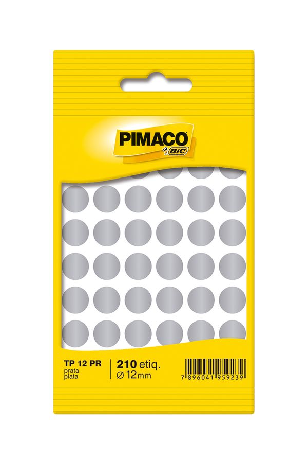 Etiqueta Adesiva Pimaco Circular TP-12 Prata com 350 Unidades
