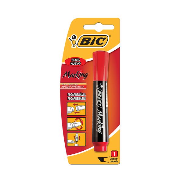 Marcador Permanente Bic Recarregável Vermelho