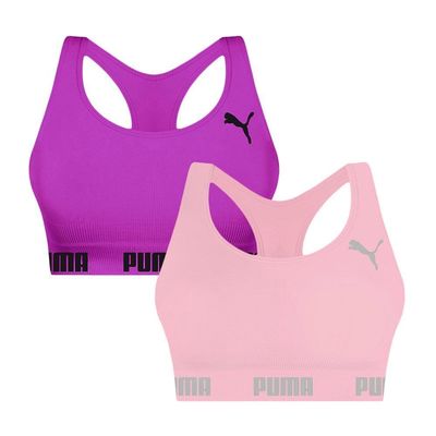 Kit 2 Tops Puma Nadador Sem Costura Feminino P / Rosa e Roxo