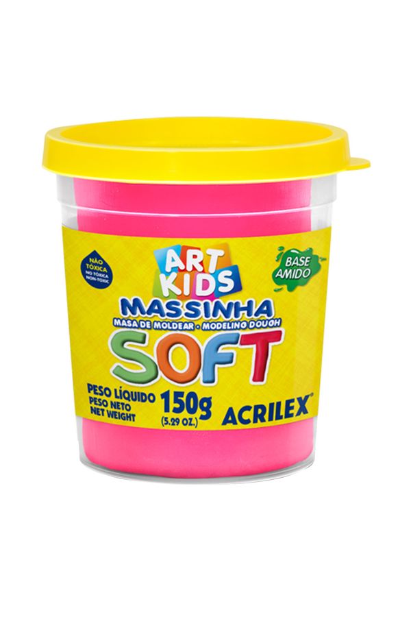 Massa Modelar Acrilex Soft Potinho Base de Amido Rosa 150g