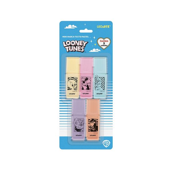 Marcador de Texto LeoArte Looney Tunes 5 Cores Pastel