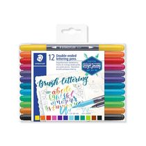 Caneta Hidrográfica Staedtler Brush Pen Ponta Dupla 12 Cores