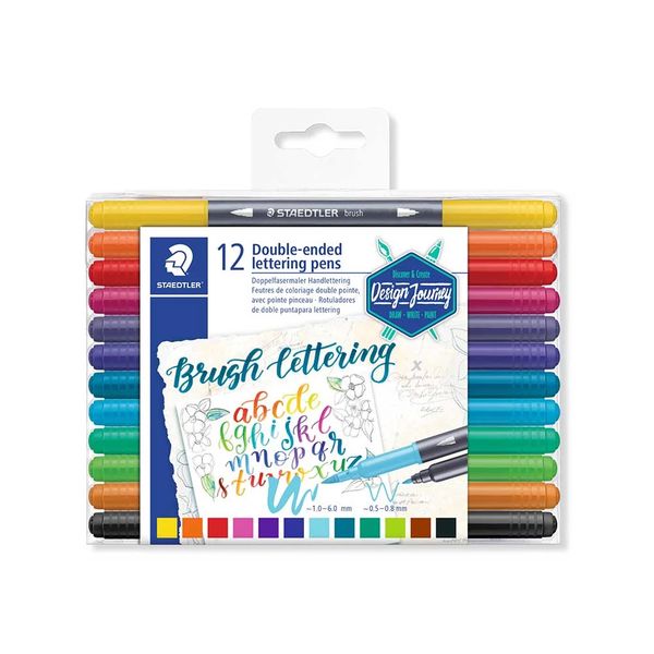 Caneta Hidrográfica Staedtler Brush Pen Ponta Dupla 12 Cores Caneta Hidrográfica Staedtler Brush Pen Ponta Dupla 12 Cores