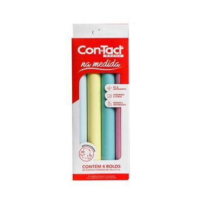 Plástico Adesivo Contact Liso Color Pastel Love na Medida com 4 Rolos 30cmx1m