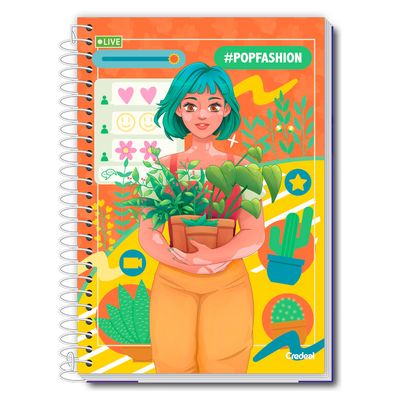 Caderno Universitário Feminino Pop Fashion 224F/16 Matérias Credeal
