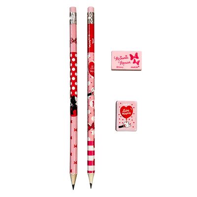 Kit Escrita Minnie C4 Itens (2 Lápis, 1 Apontador e 1 Borracha) Molin