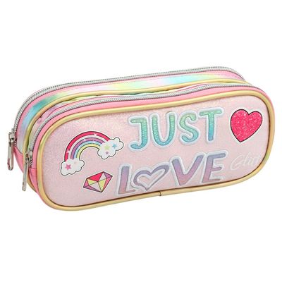 Estojo Infantil Duplo Glitter Girl Power Seanite - Item Sortido