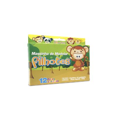Massa Modelar Acrilex Soft Filhotes com 12 Cores 180g