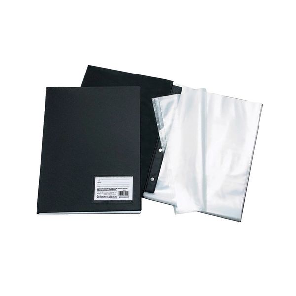 Pasta Catálogo Dac A4 Capa Preta Visor com 04 Colchetes, 100 Envelopes Plásticos Transparentes Finos