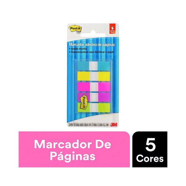 Marcador de Página Adesivo Post It 3M Colorido 05 Blocos de 20 Folhas Cada Marcador de Página Adesivo Post It 3M Colorido 05 Blocos de 20 Folhas Cada