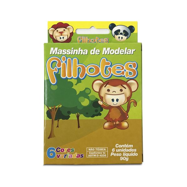 Massa Modelar Acrilex Soft Filhotes com 6 Cores 90g