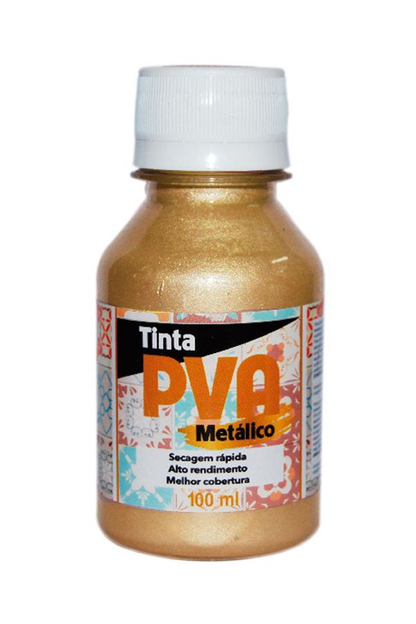 Tinta Pva Glitter Metálica com 100ml Ouro Rico