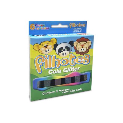 Cola Acrilex Gliter Filhotes com 6 Cores 23g