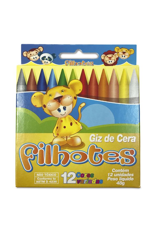 Giz Cera Acrilex Regular Filhotes com 12 Cores 48g