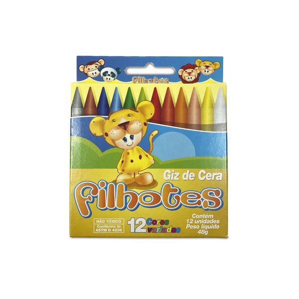 Giz Cera Acrilex Regular Filhotes com 12 Cores 48g Giz Cera Acrilex Regular Filhotes com 12 Cores 48g