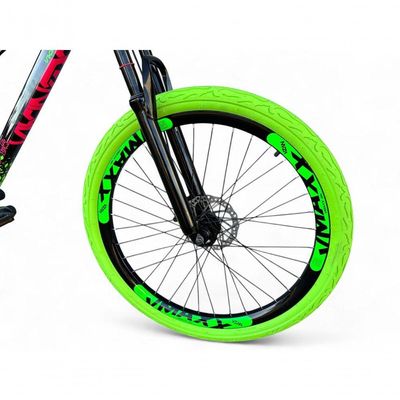 Bicicleta Aro 26 Vikingx Tuff X44 Freeride 21v Aros Vmaxx Dh Freio A Disco Pneu Flame - Preto-verde