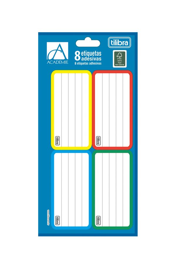 Etiqueta Adesiva Escolar Tilibra Academie Color com 8 Unidades