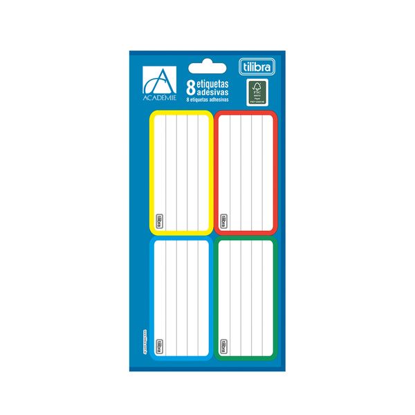 Etiqueta Adesiva Escolar Tilibra Academie Color com 8 Unidades